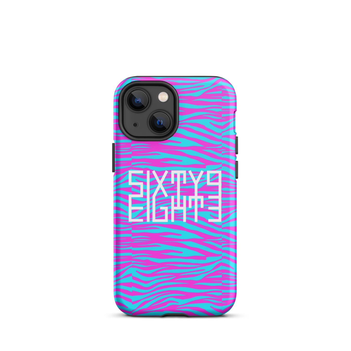 Sixty Eight 93 Logo White Zebra Blueberry Fuchsia Tough iPhone Case