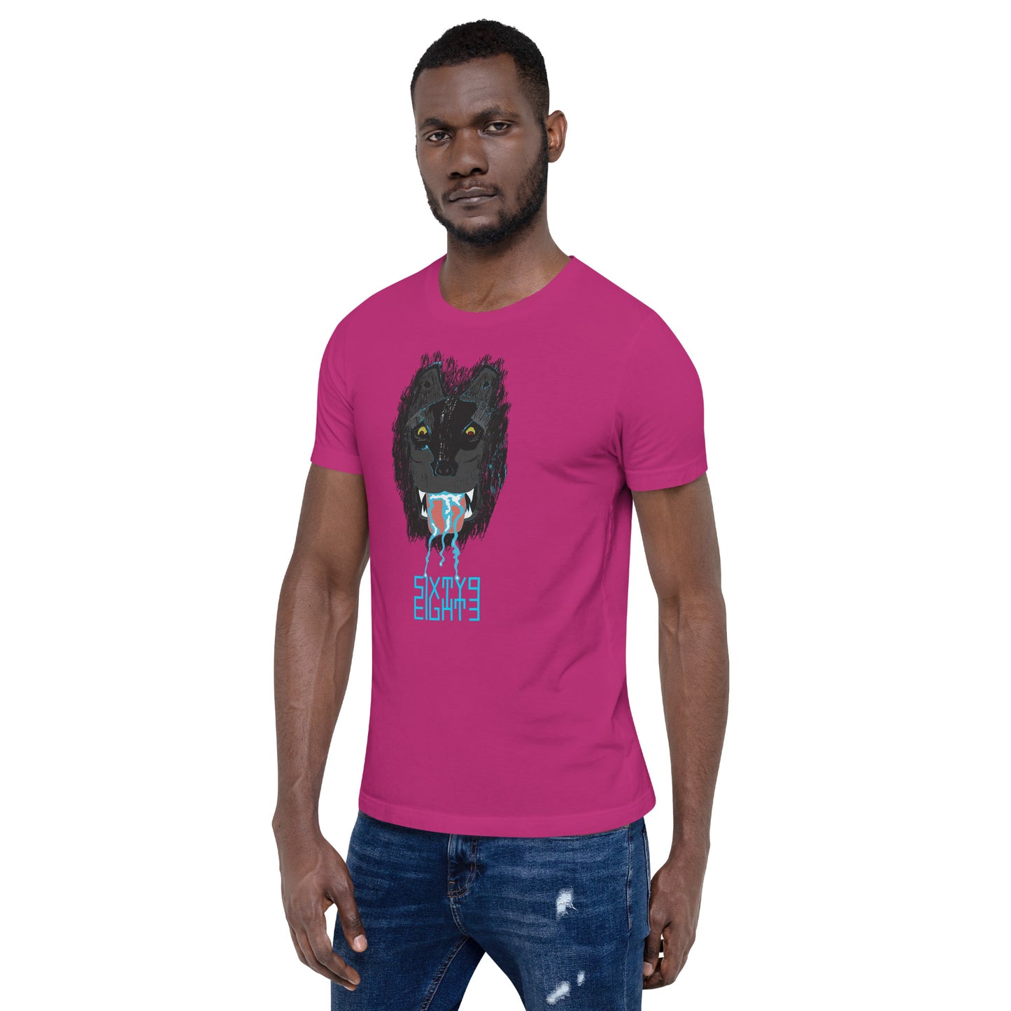 Sixty Eight 93 Logo Aqua Blue Salivating Wolf Tee