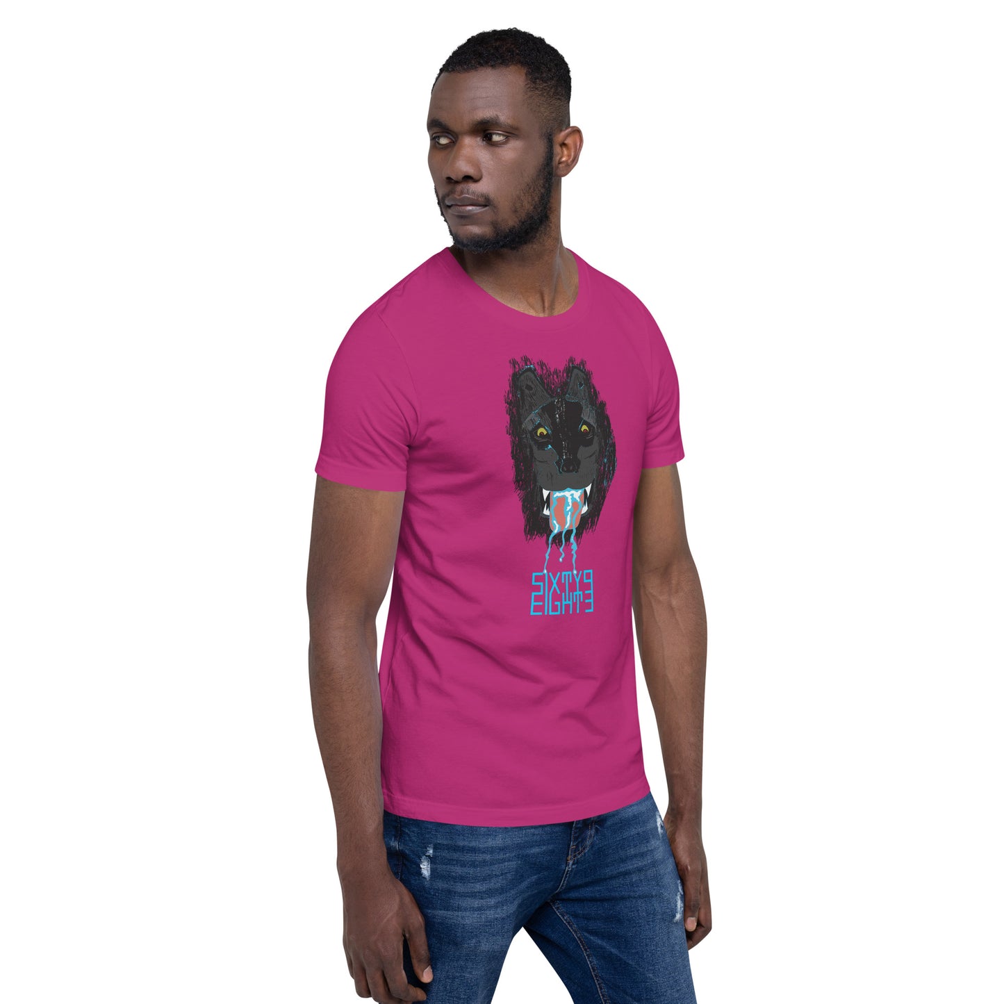 Sixty Eight 93 Logo Aqua Blue Salivating Wolf Tee