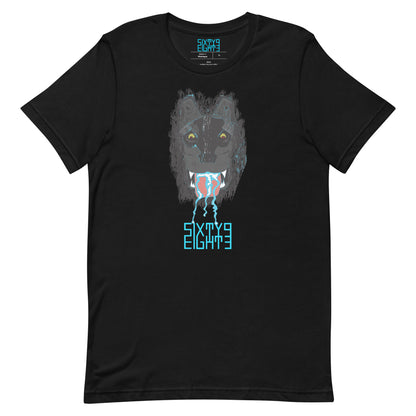 Sixty Eight 93 Logo Aqua Blue Salivating Wolf Tee