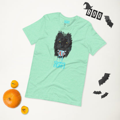 Sixty Eight 93 Logo Aqua Blue Salivating Wolf Tee