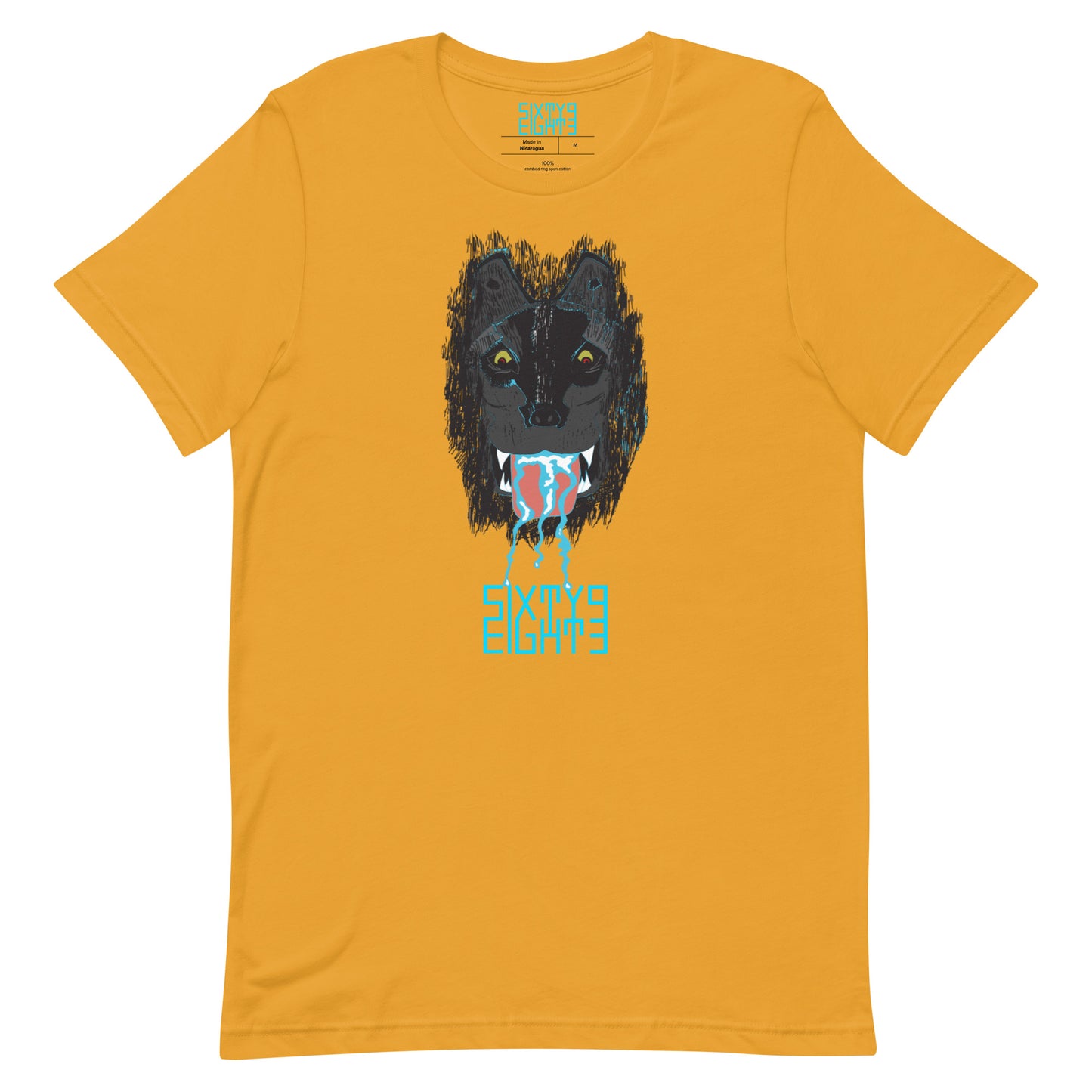 Sixty Eight 93 Logo Aqua Blue Salivating Wolf Tee