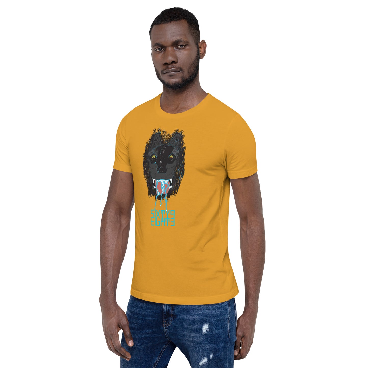 Sixty Eight 93 Logo Aqua Blue Salivating Wolf Tee