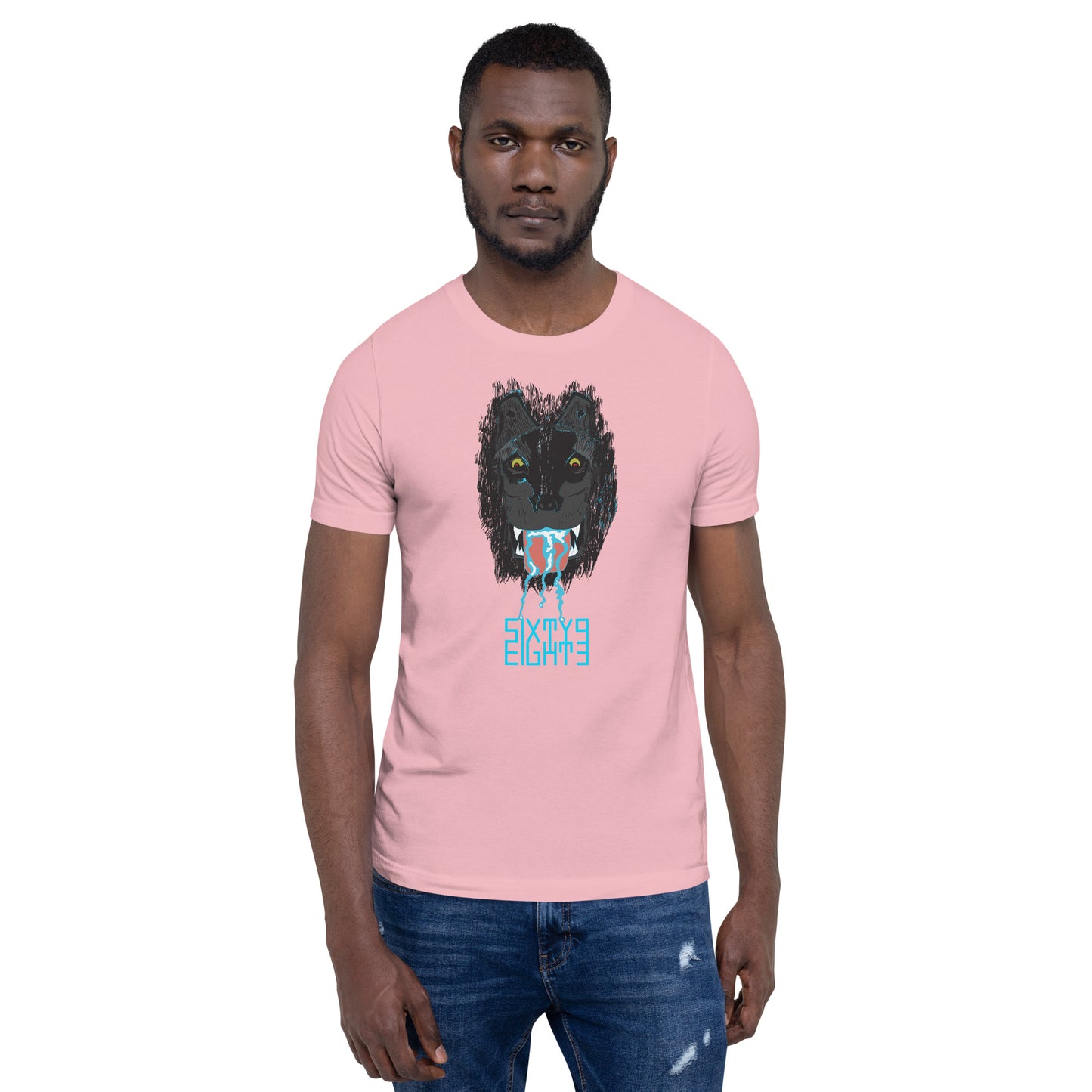 Sixty Eight 93 Logo Aqua Blue Salivating Wolf Tee