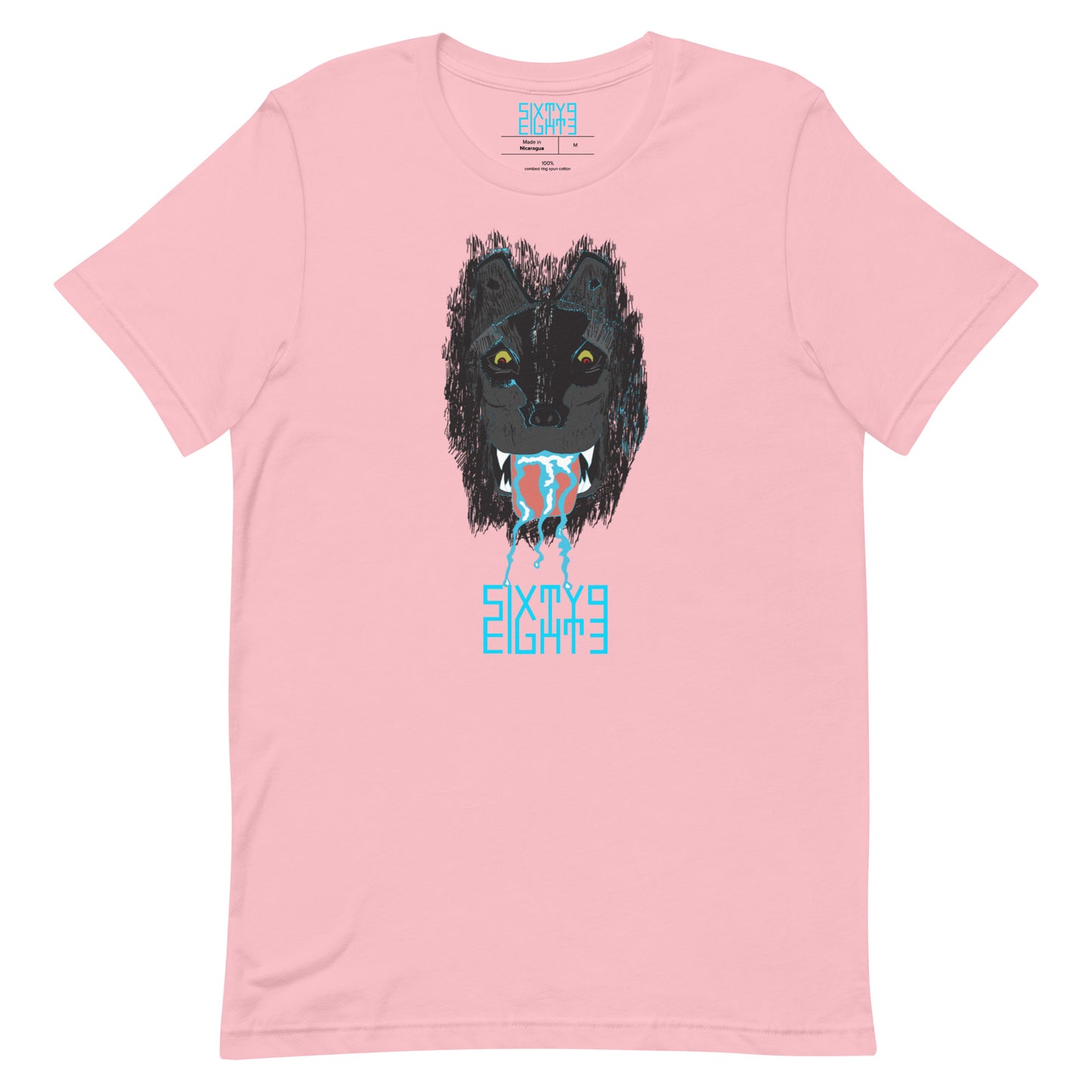 Sixty Eight 93 Logo Aqua Blue Salivating Wolf Tee