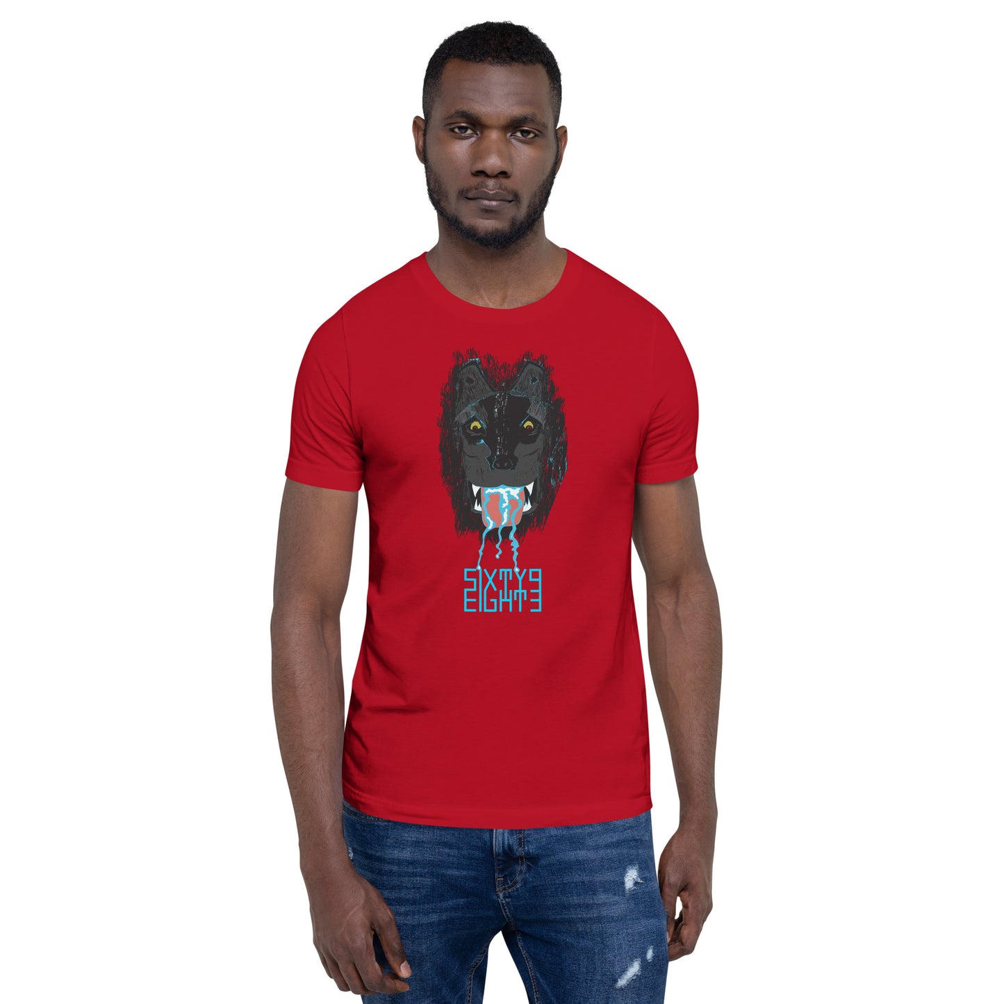 Sixty Eight 93 Logo Aqua Blue Salivating Wolf Tee