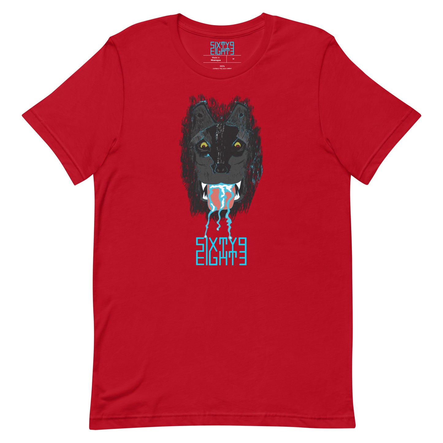 Sixty Eight 93 Logo Aqua Blue Salivating Wolf Tee