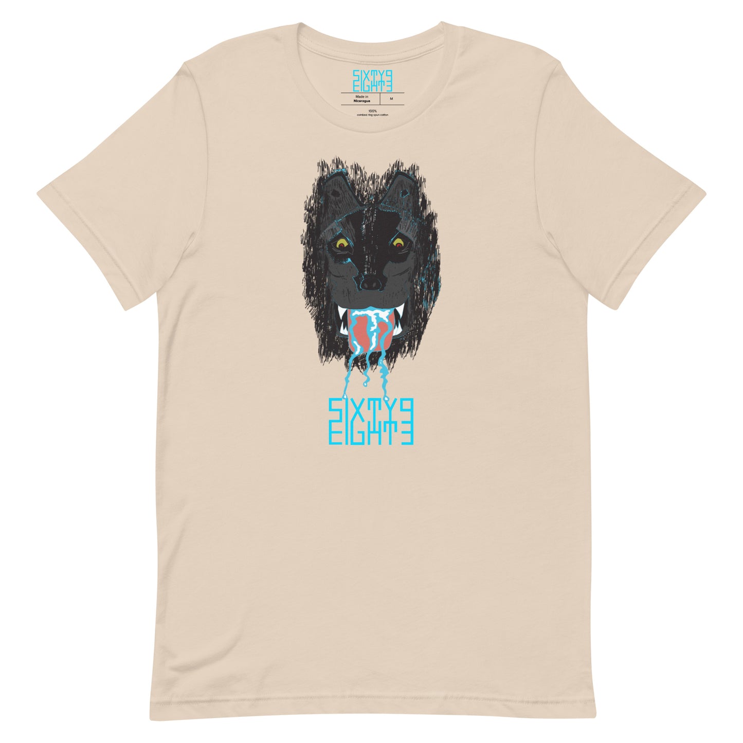 Sixty Eight 93 Logo Aqua Blue Salivating Wolf Tee