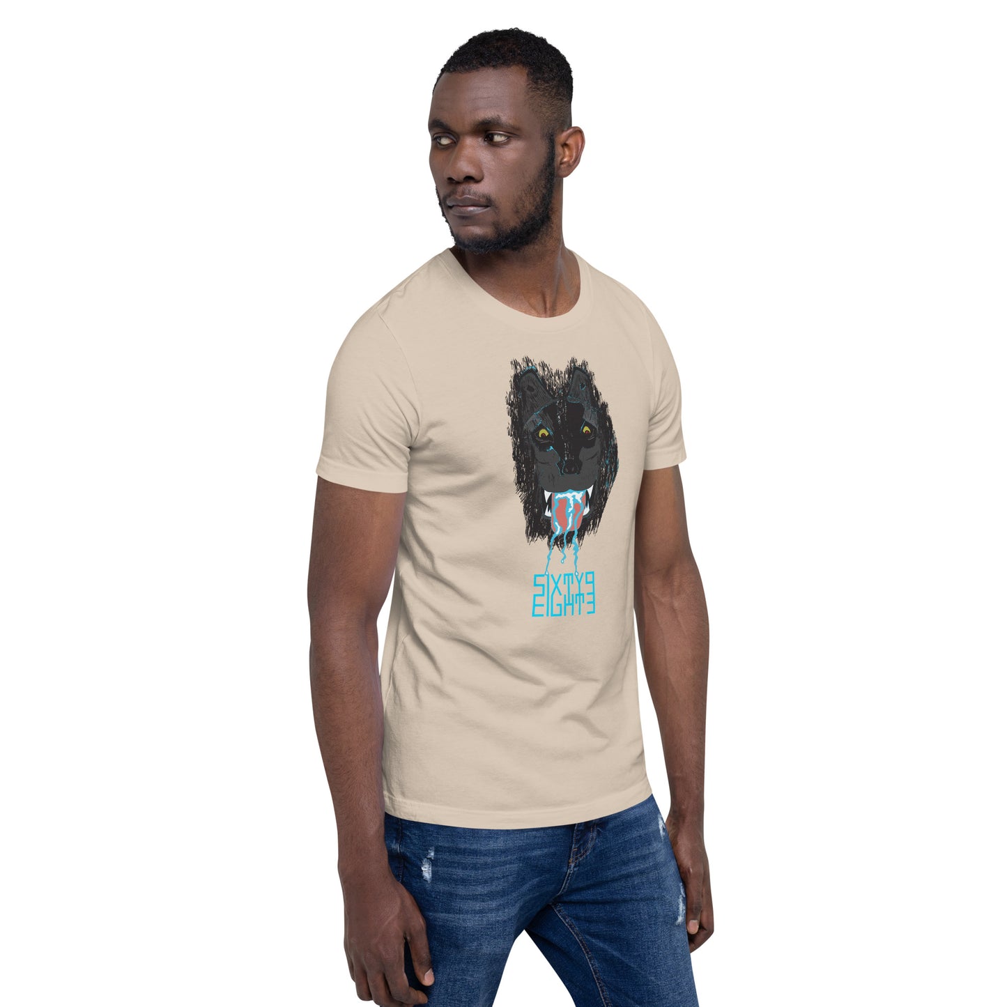 Sixty Eight 93 Logo Aqua Blue Salivating Wolf Tee