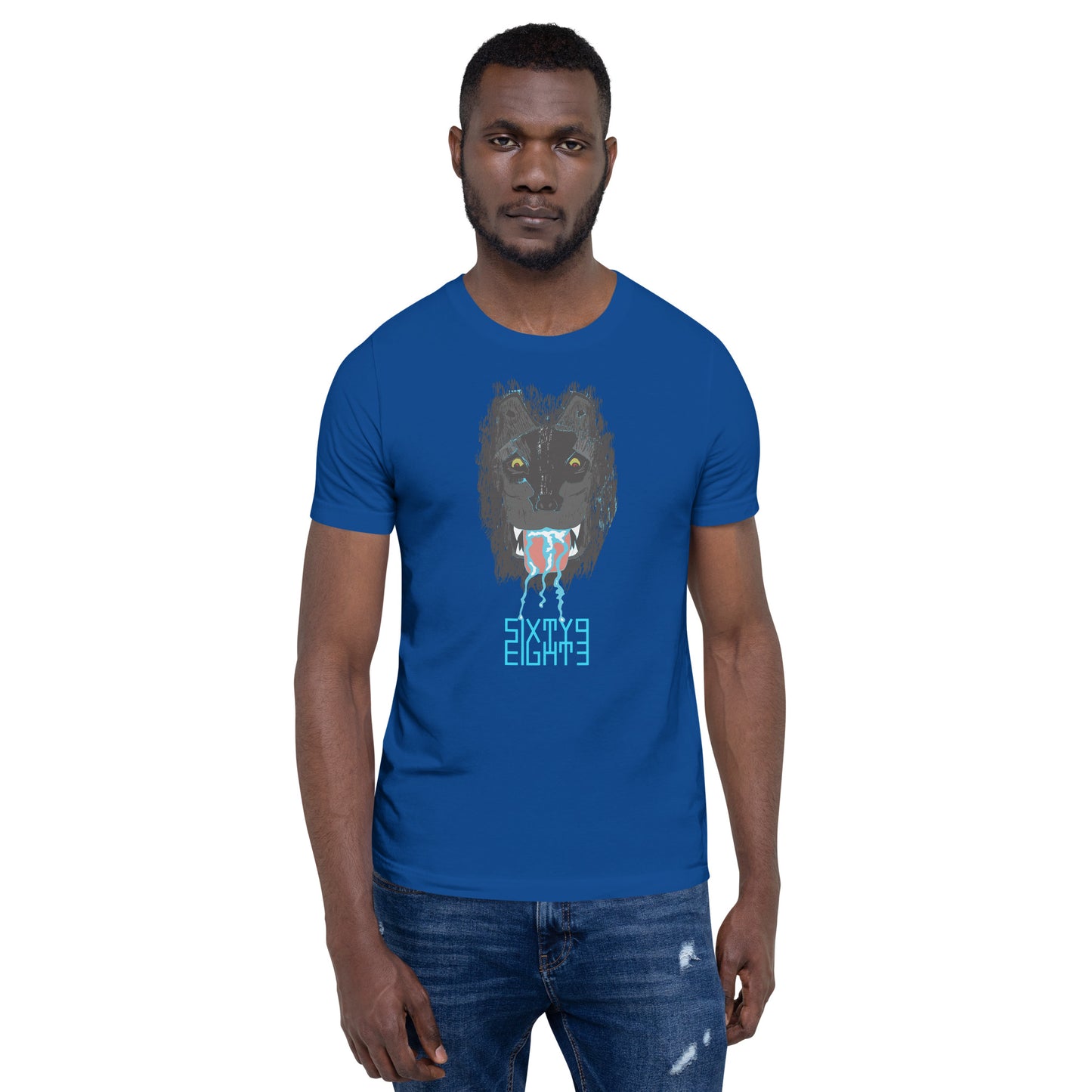 Sixty Eight 93 Logo Aqua Blue Salivating Wolf Tee