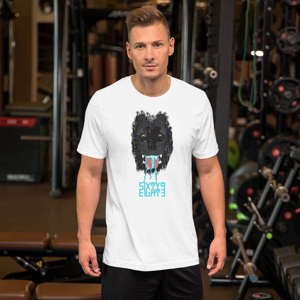 Sixty Eight 93 Logo Aqua Blue Salivating Wolf Tee