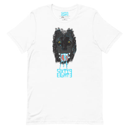 Sixty Eight 93 Logo Aqua Blue Salivating Wolf Tee