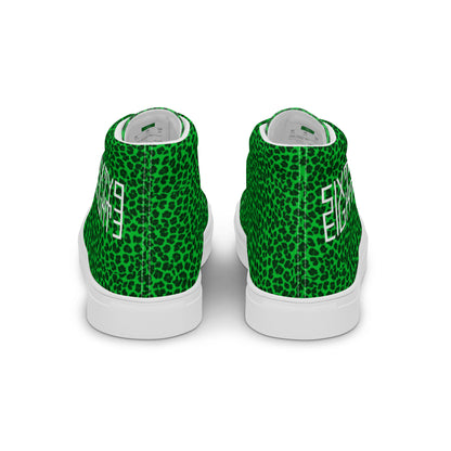 Sixty Eight 93 Logo White Cheetah Lime Green Women's High Top Shoes
