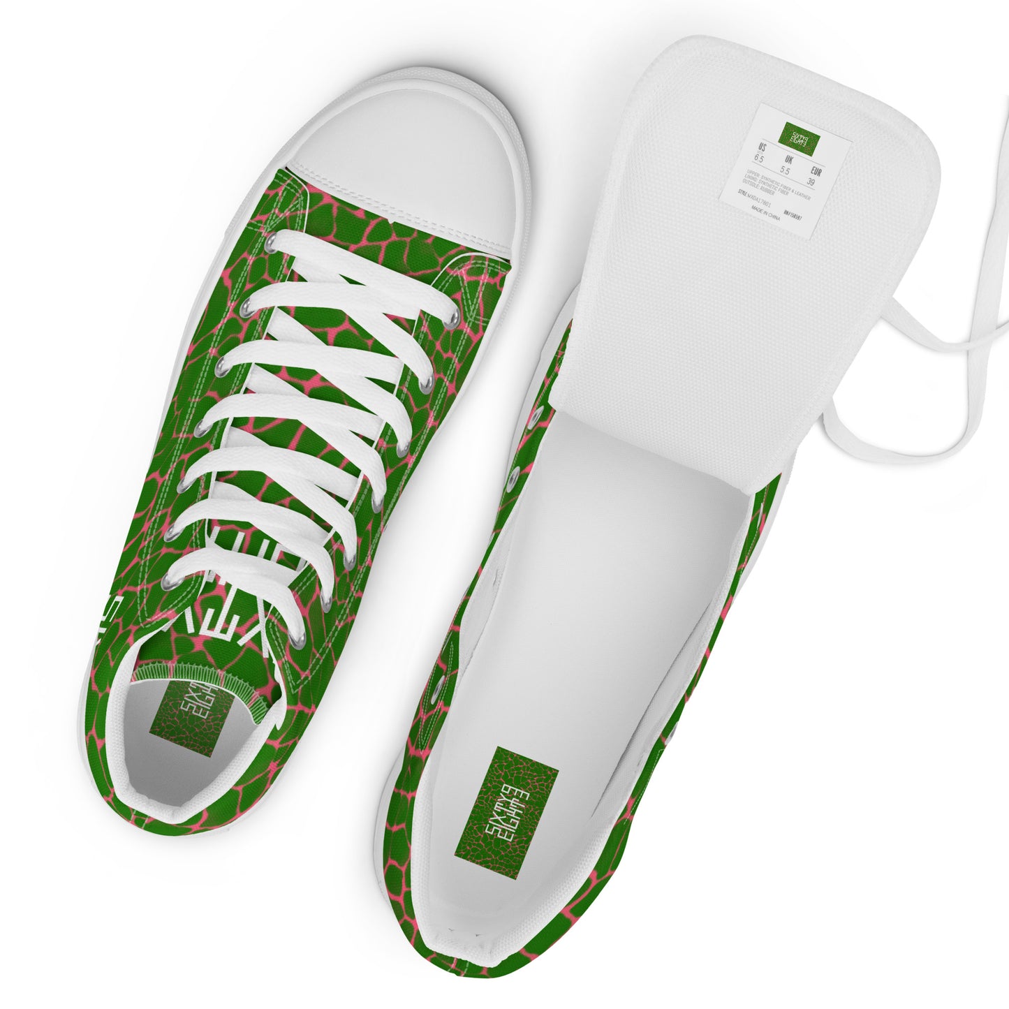 Sixty Eight 93 Logo White Boa Forest Green & Pink Women’s High Top Shoes