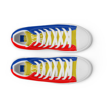 Sixty Eight 93 Logo White Blue Gold Red Women's High Top Shoes