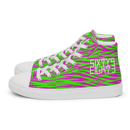 Sixty Eight 93 Logo White Zebra Purple Lime Women's High Top Shoes
