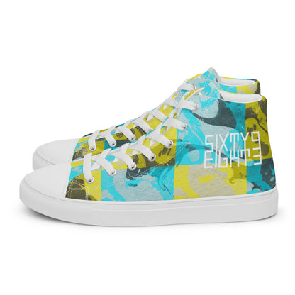 Sixty Eight 93 Logo White Marble #2 Women's High Top Shoes