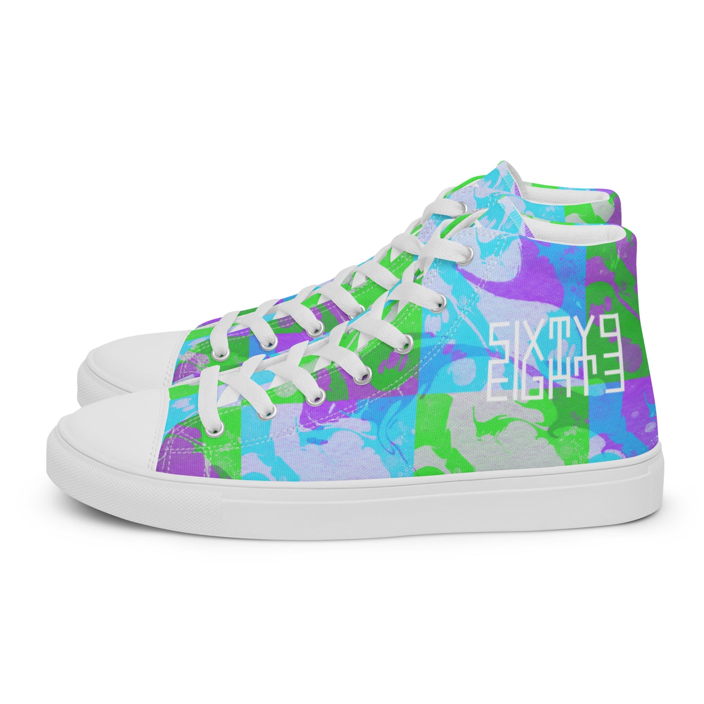 Sixty Eight 93 Logo White Marble #3 Women's High Top Shoes