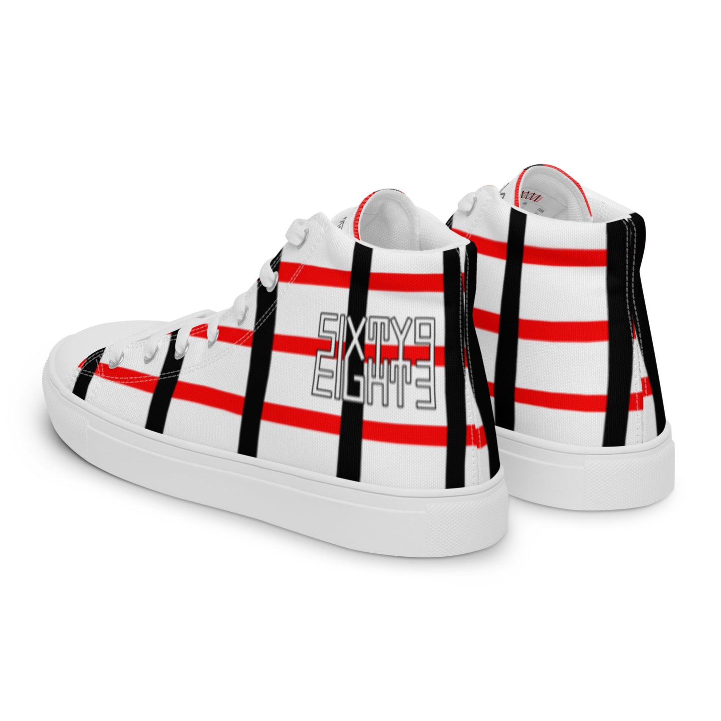 Sixty Eight 93 Logo White & Black BRW Pattern Women's High Top Shoes