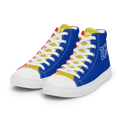 Sixty Eight 93 Logo White Blue Gold Red Men's High Top Shoes