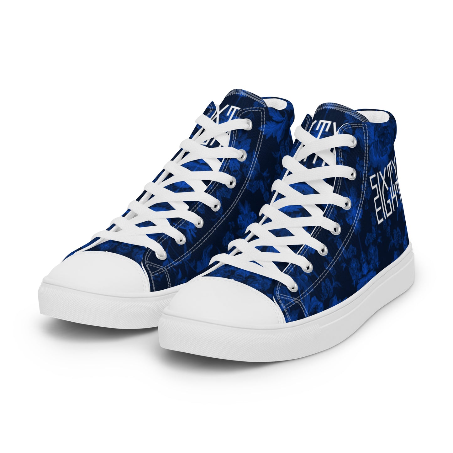 Sixty Eight 93 Logo White Floral Blue & Black Women’s High Top Shoes