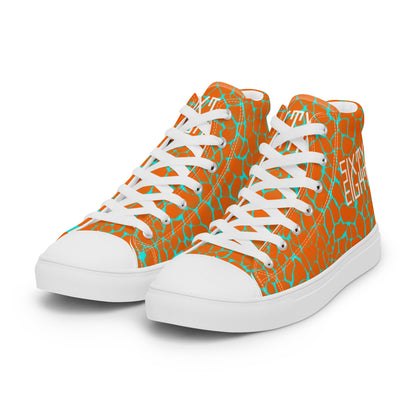 Sixty Eight 93 Logo White Boa Orange & Aqua Blue Women’s High Top Shoes