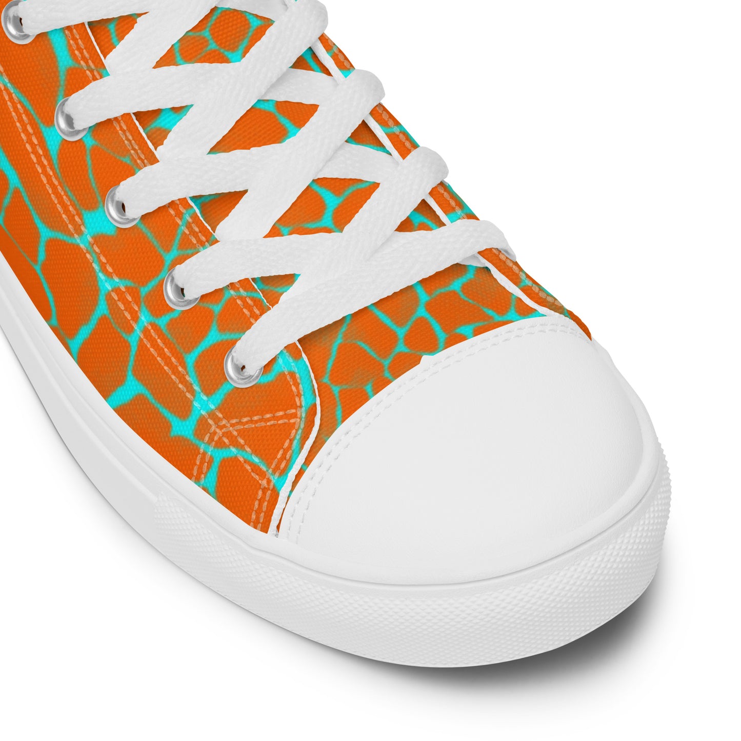 Sixty Eight 93 Logo White Boa Orange & Aqua Blue Women’s High Top Shoes