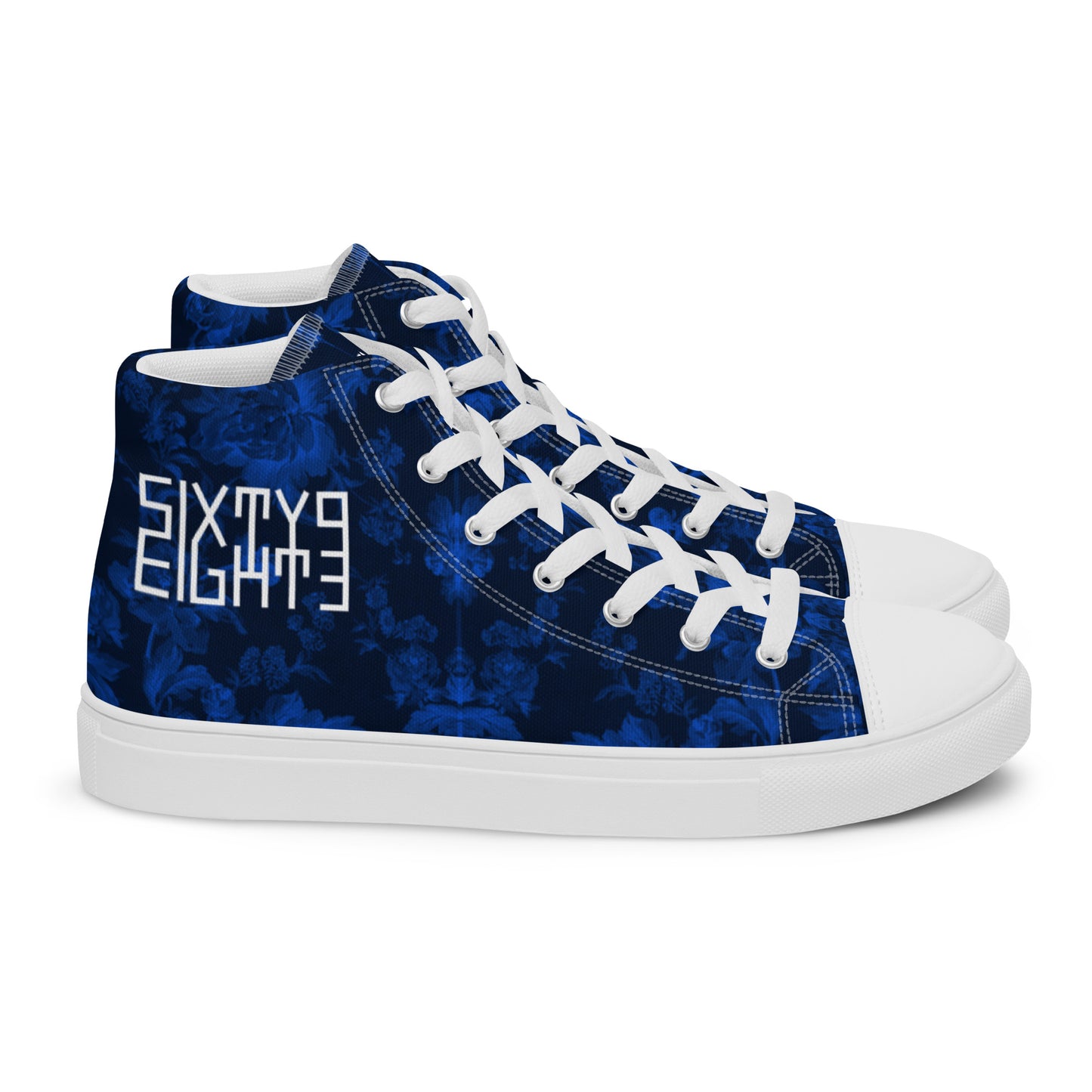 Sixty Eight 93 Logo White Floral Blue & Black Women’s High Top Shoes