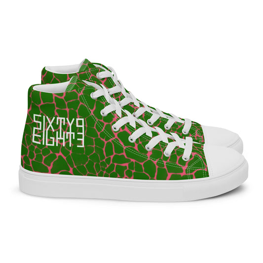 Sixty Eight 93 Logo White Boa Forest Green & Pink Women’s High Top Shoes