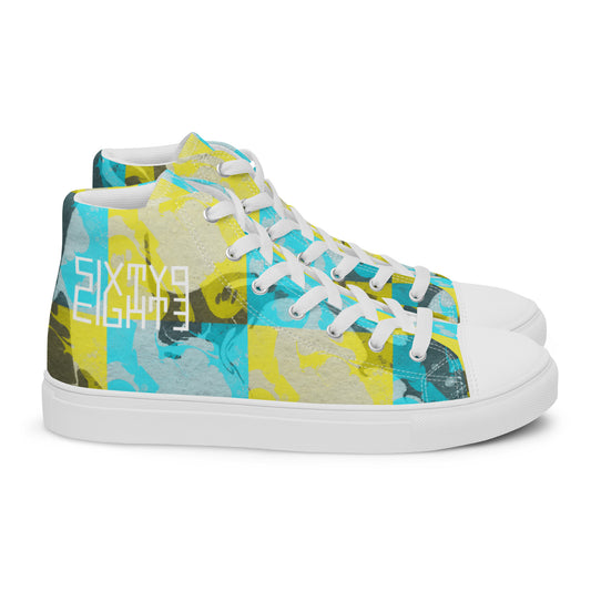 Sixty Eight 93 Logo White Marble #2 Women's High Top Shoes