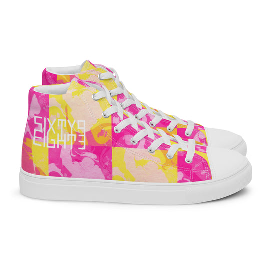 Sixty Eight 93 Logo White Marble #1 Women's High Top Shoes