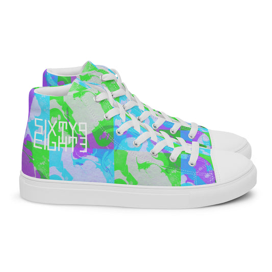 Sixty Eight 93 Logo White Marble #3 Women's High Top Shoes