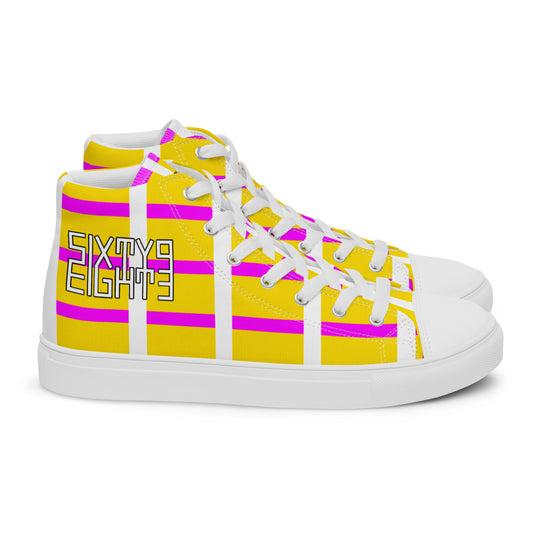 Sixty Eight 93 Logo White & Black YPW Pattern Women's High Top Shoes