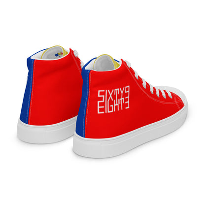 Sixty Eight 93 Logo White Blue Gold Red Women's High Top Shoes