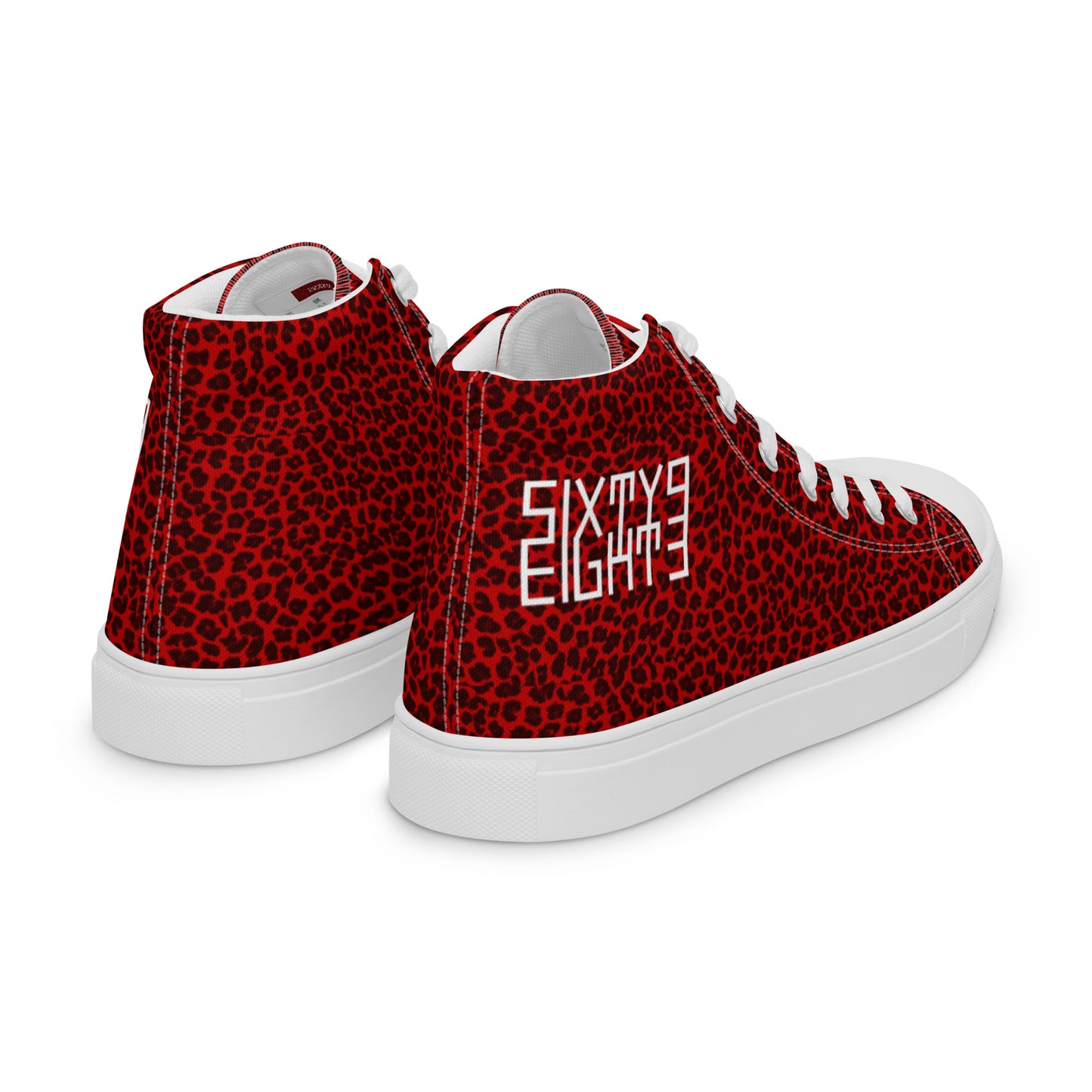 Sixty Eight 93 Logo White Cheetah Red Women’s High Top Shoes