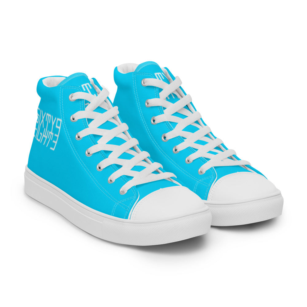 Sixty Eight 93 Logo White Aqua Blue Women's High Top Shoes