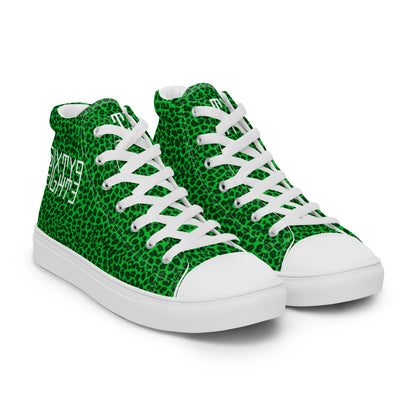 Sixty Eight 93 Logo White Cheetah Lime Green Women's High Top Shoes