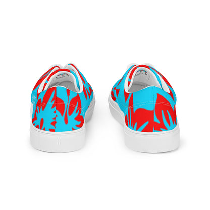 Sixty Eight 93 Logo White Hibiscus Red & Aqua Blue Women’s Low Top Shoes