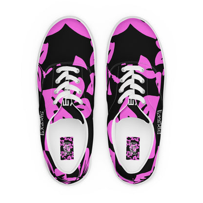 Sixty Eight 93 Logo White Hibiscus Pink & Black Women's Low Top Shoes