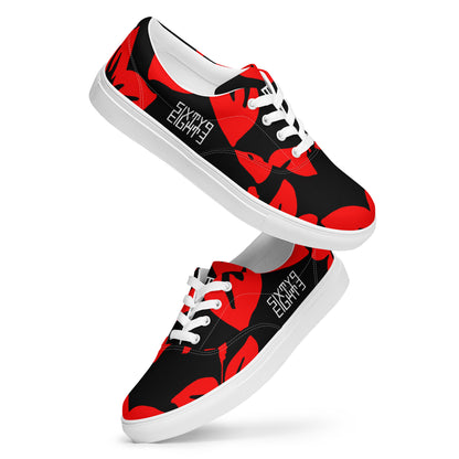 Sixty Eight 93 Logo White Hibiscus Red & Black Women's Low Top Shoes