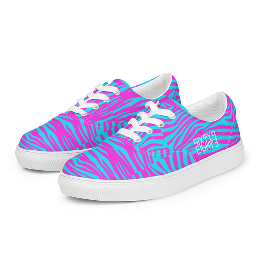 Sixty Eight 93 Logo White Zebra Blueberry Fuchsia Women's Low Top Shoes