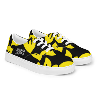 Sixty Eight 93 Logo White Hibiscus Gold & Black Women's Low Top Shoes