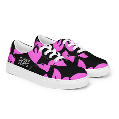 Sixty Eight 93 Logo White Hibiscus Pink & Black Women's Low Top Shoes