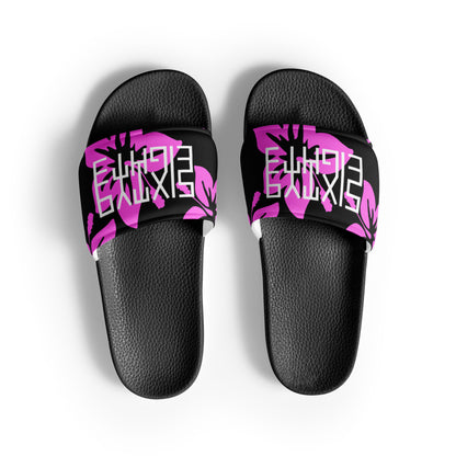 Sixty Eight 93 Logo White Hibiscus Pink & Black Women's Slides
