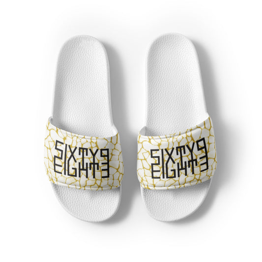 Sixty Eight 93 Logo Black Boa White Gold Women’s Slides