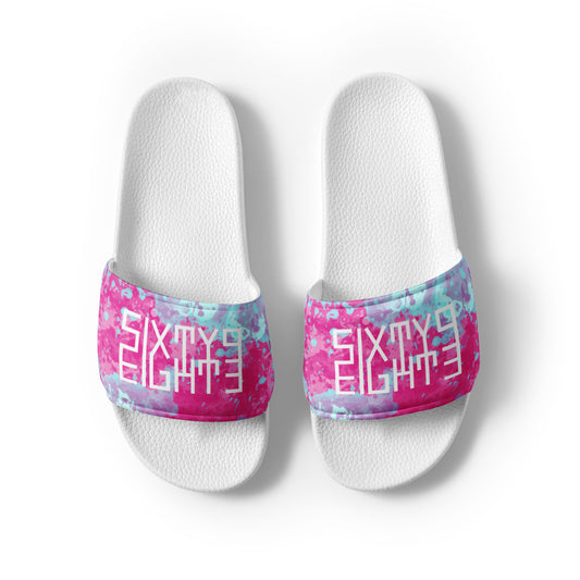 Sixty Eight 93 Logo White Blue Raspberry Women’s Slides