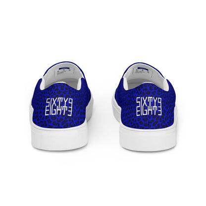Sixty Eight 93 Logo White Cheetah Blue Women’s Slip On Shoes