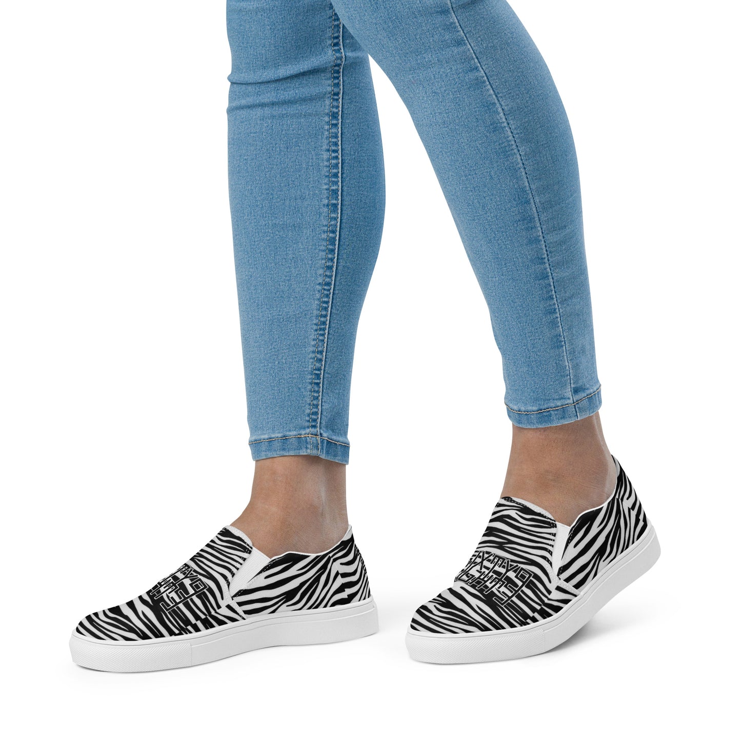 Sixty Eight 93 Logo Black & White OG Zebra Women’s Slip On Shoes