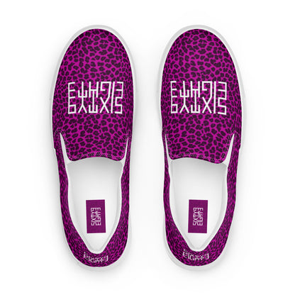Sixty Eight 93 Logo White Cheetah Fuchsia Women's Slip On Shoes