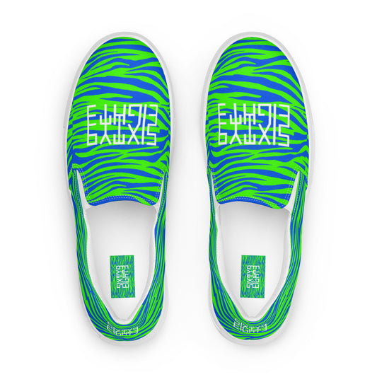 Sixty Eight 93 Logo White Zebra Blueberry Lime Women's Slip On Shoes